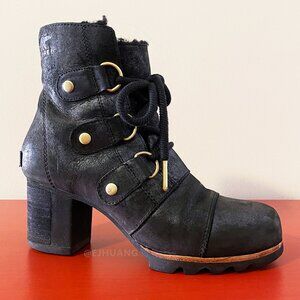 Sorel Addington Holiday Waterproof Shearling Fleece Lined Leather Ankle Boots